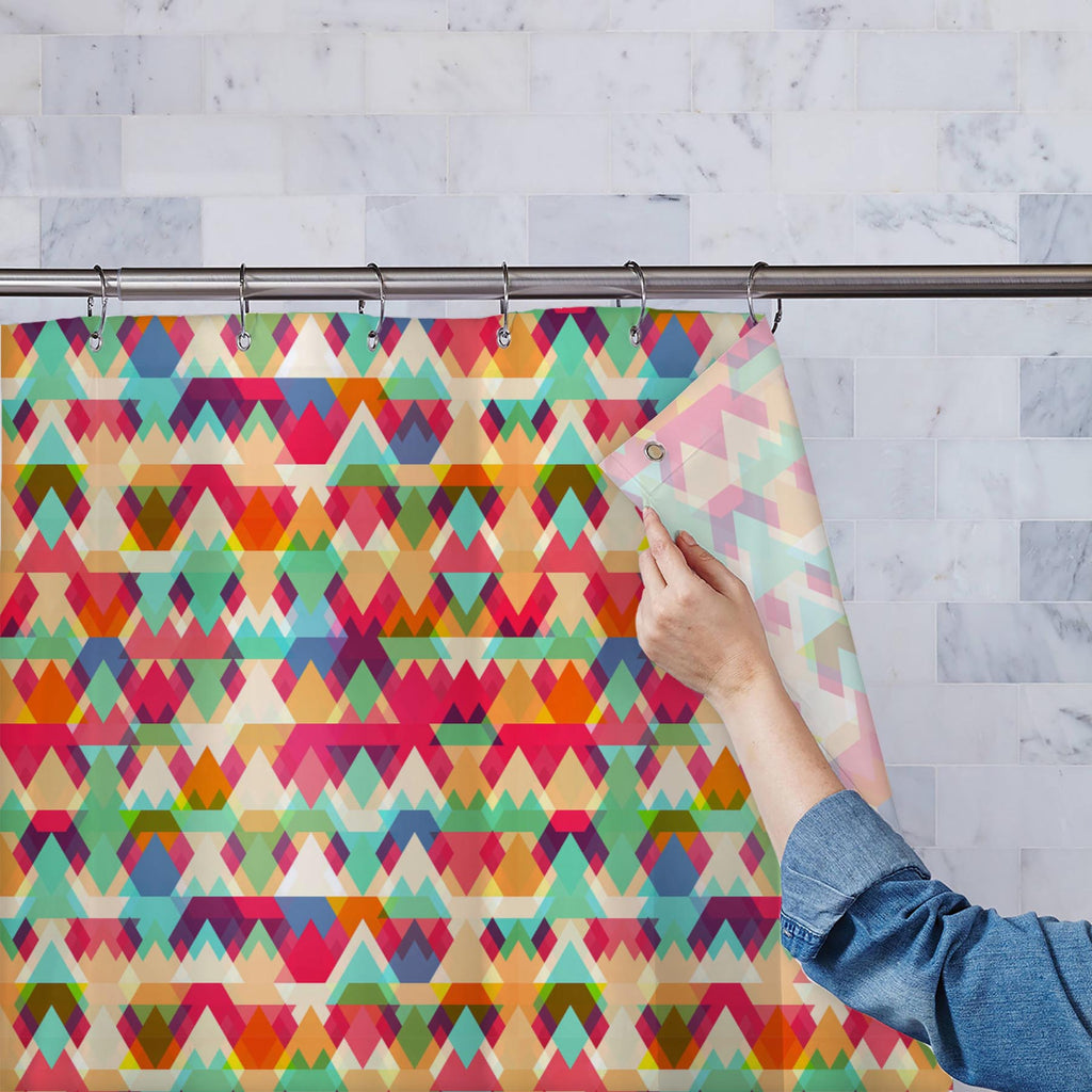 Triangles D1 Washable Waterproof Shower Curtain-Shower Curtains-CUR_SH-IC 5007424 IC 5007424, Abstract Expressionism, Abstracts, Ancient, Art and Paintings, Diamond, Digital, Digital Art, Fantasy, Fashion, Geometric, Geometric Abstraction, Graphic, Hipster, Historical, Illustrations, Medieval, Modern Art, Patterns, Retro, Semi Abstract, Signs, Signs and Symbols, Symbols, Triangles, Vintage, d1, washable, waterproof, shower, curtain, pattern, triangle, colorful, background, abstract, art, artistic, artwork, 