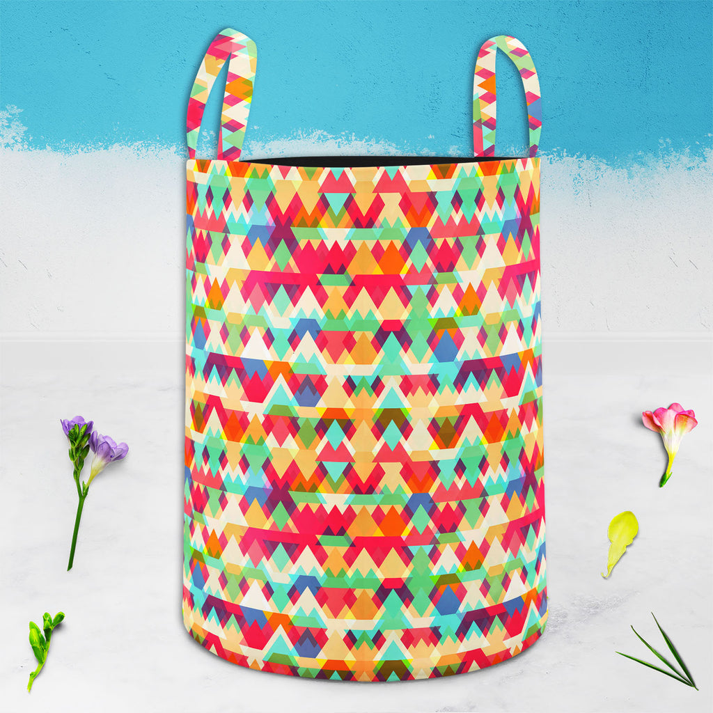 Triangles D1 Foldable Open Storage Bin | Organizer Box, Toy Basket, Shelf Box, Laundry Bag | Canvas Fabric-Storage Bins-STR_BI_CB-IC 5007424 IC 5007424, Abstract Expressionism, Abstracts, Ancient, Art and Paintings, Diamond, Digital, Digital Art, Fantasy, Fashion, Geometric, Geometric Abstraction, Graphic, Hipster, Historical, Illustrations, Medieval, Modern Art, Patterns, Retro, Semi Abstract, Signs, Signs and Symbols, Symbols, Triangles, Vintage, d1, foldable, open, storage, bin, organizer, box, toy, bask