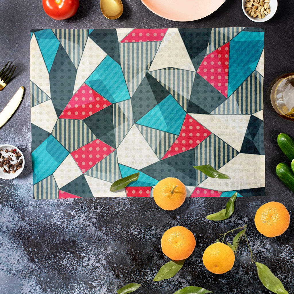 Cut Fabrics Table Mat Placemat-Table Place Mats Fabric-MAT_TB-IC 5007425 IC 5007425, Abstract Expressionism, Abstracts, Art and Paintings, Botanical, Circle, Decorative, Digital, Digital Art, Fashion, Floral, Flowers, Graphic, Hipster, Icons, Illustrations, Nature, Patterns, Retro, Semi Abstract, Signs, Signs and Symbols, Triangles, cut, fabrics, table, mat, placemat, pattern, flower, seamless, patchwork, abstract, art, backdrop, background, blue, classic, craft, decor, decoration, design, elegance, element