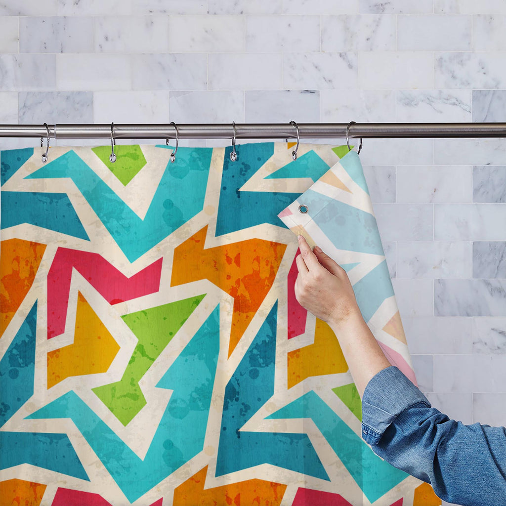Geometric D1 Washable Waterproof Shower Curtain-Shower Curtains-CUR_SH-IC 5007426 IC 5007426, Abstract Expressionism, Abstracts, Ancient, Art and Paintings, Culture, Decorative, Digital, Digital Art, Ethnic, Fashion, Geometric, Geometric Abstraction, Graffiti, Graphic, Historical, Illustrations, Marble and Stone, Medieval, Modern Art, Patterns, Retro, Semi Abstract, Signs, Signs and Symbols, Traditional, Triangles, Tribal, Urban, Vintage, World Culture, d1, washable, waterproof, shower, curtain, abstract, a