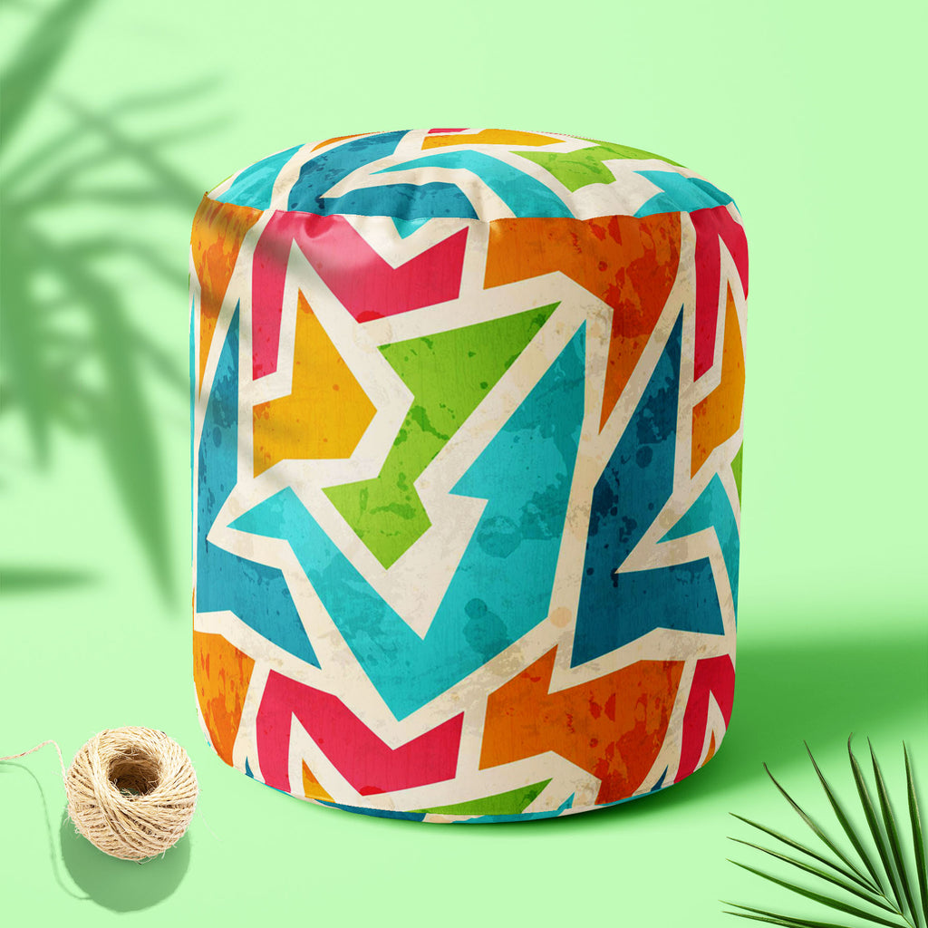 Geometric D1 Footstool Footrest Puffy Pouffe Ottoman Bean Bag | Canvas Fabric-Footstools-FST_CB_BN-IC 5007426 IC 5007426, Abstract Expressionism, Abstracts, Ancient, Art and Paintings, Culture, Decorative, Digital, Digital Art, Ethnic, Fashion, Geometric, Geometric Abstraction, Graffiti, Graphic, Historical, Illustrations, Marble and Stone, Medieval, Modern Art, Patterns, Retro, Semi Abstract, Signs, Signs and Symbols, Traditional, Triangles, Tribal, Urban, Vintage, World Culture, d1, footstool, footrest, p