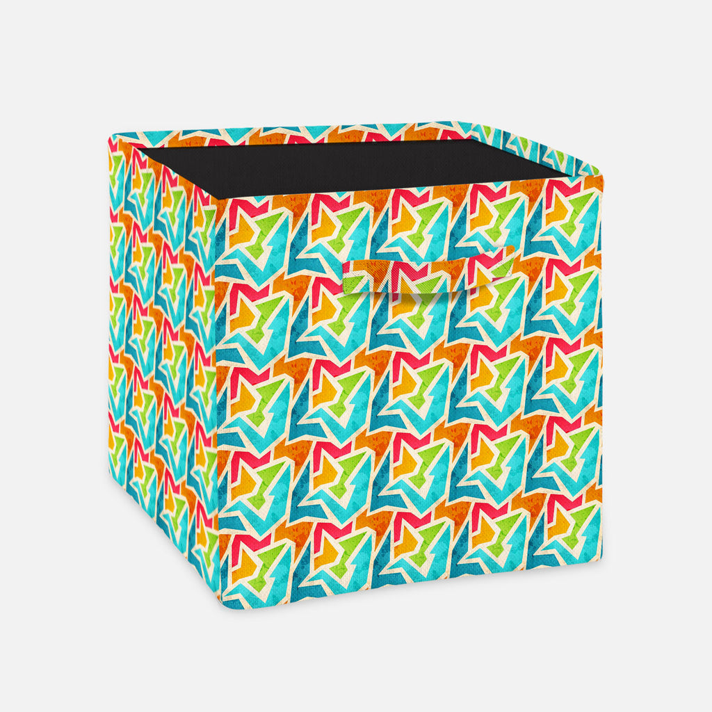 Geometric Foldable Open Storage Bin | Organizer Box, Toy Basket, Shelf Box, Laundry Bag | Canvas Fabric-Storage Bins-STR_BI_CB-IC 5007426 IC 5007426, Abstract Expressionism, Abstracts, Ancient, Art and Paintings, Culture, Decorative, Digital, Digital Art, Ethnic, Fashion, Geometric, Geometric Abstraction, Graffiti, Graphic, Historical, Illustrations, Marble and Stone, Medieval, Modern Art, Patterns, Retro, Semi Abstract, Signs, Signs and Symbols, Traditional, Triangles, Tribal, Urban, Vintage, World Culture