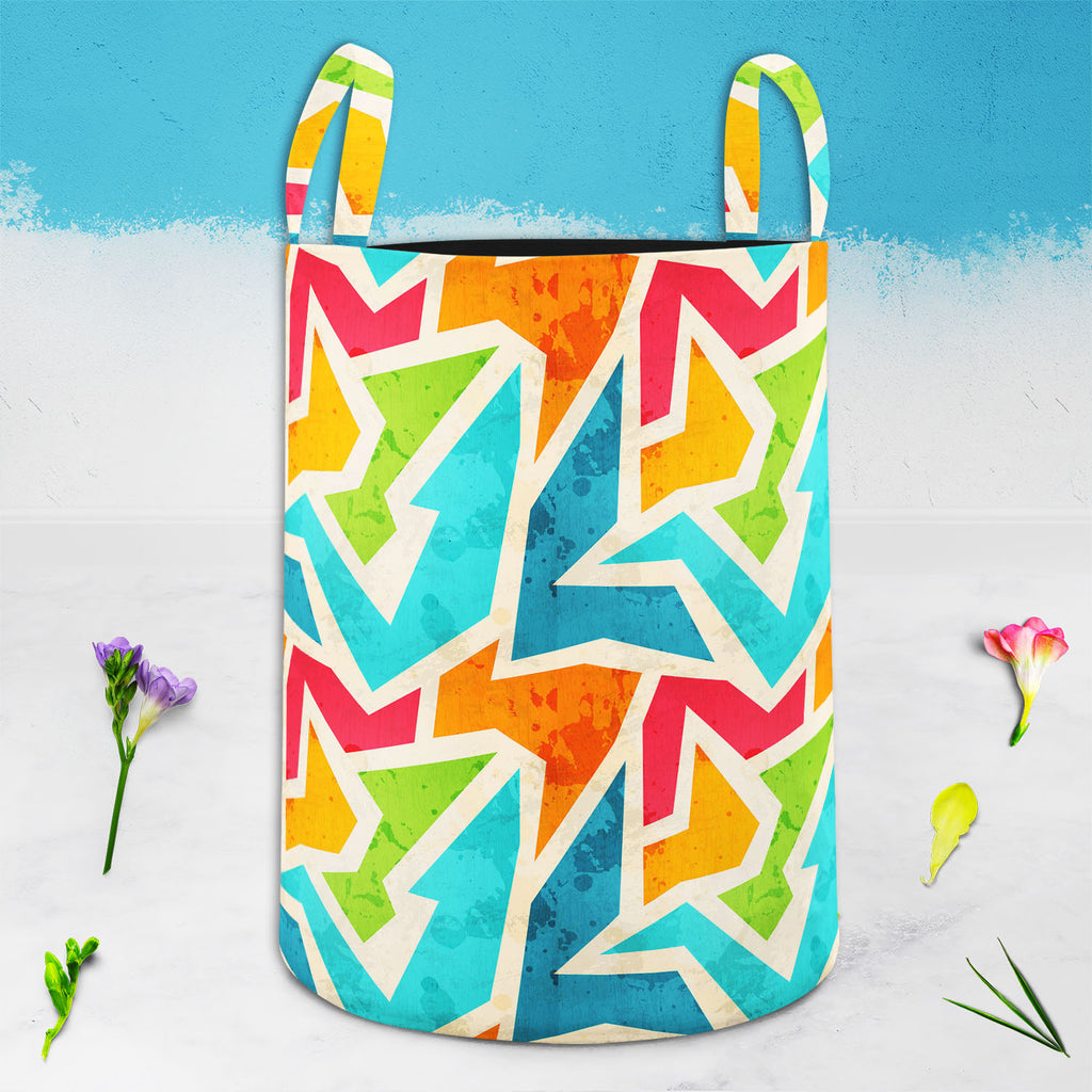 Geometric D1 Foldable Open Storage Bin | Organizer Box, Toy Basket, Shelf Box, Laundry Bag | Canvas Fabric-Storage Bins-STR_BI_CB-IC 5007426 IC 5007426, Abstract Expressionism, Abstracts, Ancient, Art and Paintings, Culture, Decorative, Digital, Digital Art, Ethnic, Fashion, Geometric, Geometric Abstraction, Graffiti, Graphic, Historical, Illustrations, Marble and Stone, Medieval, Modern Art, Patterns, Retro, Semi Abstract, Signs, Signs and Symbols, Traditional, Triangles, Tribal, Urban, Vintage, World Cult