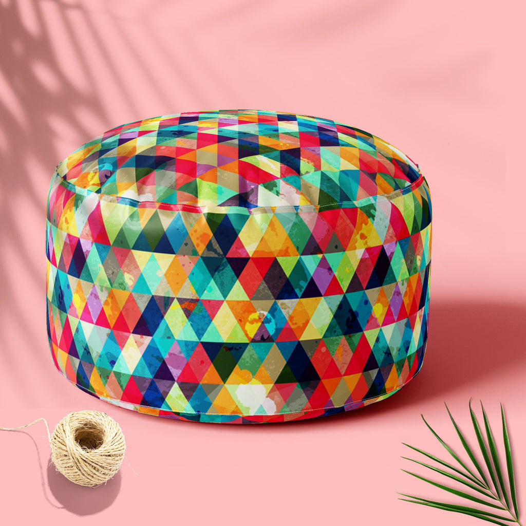 Grunge Triangle D1 Footstool Footrest Puffy Pouffe Ottoman Bean Bag | Canvas Fabric-Footstools-FST_CB_BN-IC 5007427 IC 5007427, Abstract Expressionism, Abstracts, Ancient, Art and Paintings, Culture, Diamond, Digital, Digital Art, Ethnic, Geometric, Geometric Abstraction, Graphic, Hipster, Historical, Illustrations, Medieval, Modern Art, Music, Music and Dance, Music and Musical Instruments, Patterns, Retro, Semi Abstract, Signs, Signs and Symbols, Traditional, Triangles, Tribal, Vintage, World Culture, gru