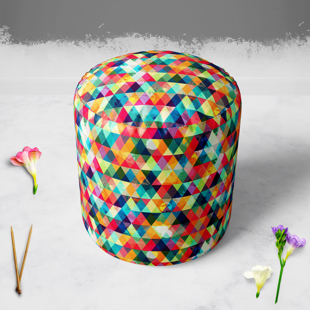 Grunge Triangle D1 Footstool Footrest Puffy Pouffe Ottoman Bean Bag | Canvas Fabric-Footstools-FST_CB_BN-IC 5007427 IC 5007427, Abstract Expressionism, Abstracts, Ancient, Art and Paintings, Culture, Diamond, Digital, Digital Art, Ethnic, Geometric, Geometric Abstraction, Graphic, Hipster, Historical, Illustrations, Medieval, Modern Art, Music, Music and Dance, Music and Musical Instruments, Patterns, Retro, Semi Abstract, Signs, Signs and Symbols, Traditional, Triangles, Tribal, Vintage, World Culture, gru