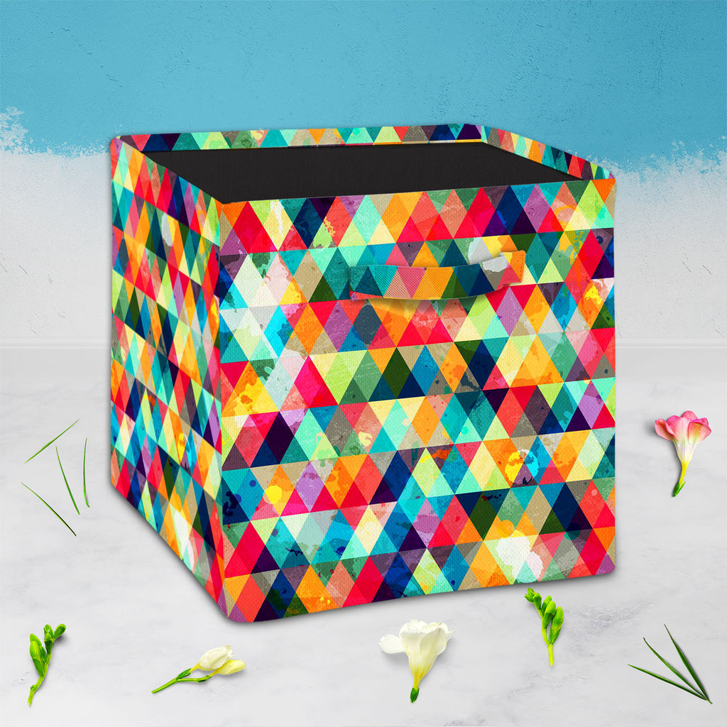 Grunge Triangle D1 Foldable Open Storage Bin | Organizer Box, Toy Basket, Shelf Box, Laundry Bag | Canvas Fabric-Storage Bins-STR_BI_CB-IC 5007427 IC 5007427, Abstract Expressionism, Abstracts, Ancient, Art and Paintings, Culture, Diamond, Digital, Digital Art, Ethnic, Geometric, Geometric Abstraction, Graphic, Hipster, Historical, Illustrations, Medieval, Modern Art, Music, Music and Dance, Music and Musical Instruments, Patterns, Retro, Semi Abstract, Signs, Signs and Symbols, Traditional, Triangles, Trib