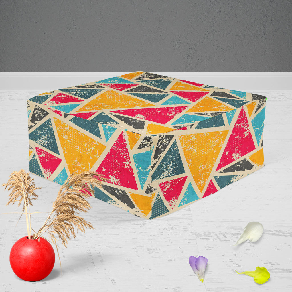 Grunge Triangle D2 Footstool Footrest Puffy Pouffe Ottoman Bean Bag | Canvas Fabric-Footstools-FST_CB_BN-IC 5007428 IC 5007428, Abstract Expressionism, Abstracts, Ancient, Art and Paintings, Culture, Digital, Digital Art, Ethnic, Geometric, Geometric Abstraction, Graffiti, Graphic, Historical, Illustrations, Medieval, Modern Art, Patterns, Retro, Semi Abstract, Signs, Signs and Symbols, Traditional, Triangles, Tribal, Urban, Vintage, World Culture, grunge, triangle, d2, footstool, footrest, puffy, pouffe, o