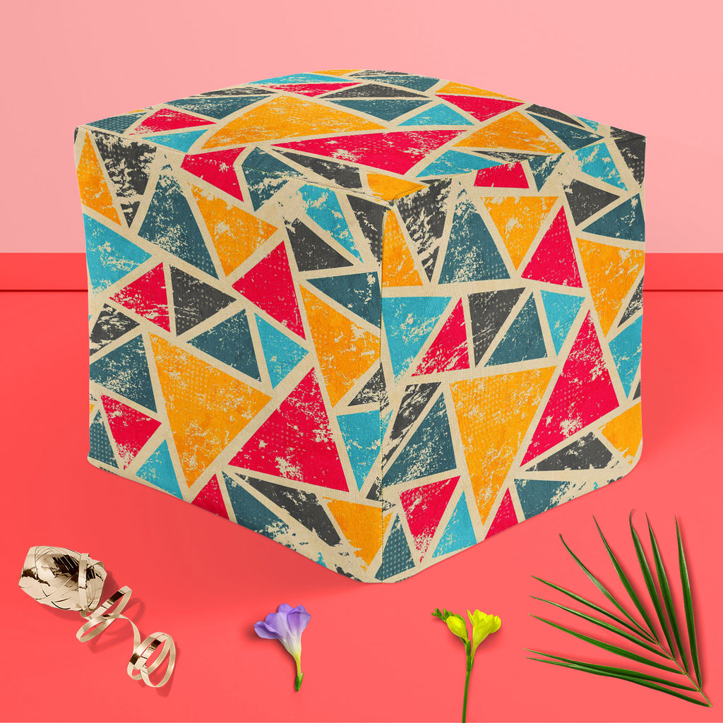 Grunge Triangle D2 Footstool Footrest Puffy Pouffe Ottoman Bean Bag | Canvas Fabric-Footstools-FST_CB_BN-IC 5007428 IC 5007428, Abstract Expressionism, Abstracts, Ancient, Art and Paintings, Culture, Digital, Digital Art, Ethnic, Geometric, Geometric Abstraction, Graffiti, Graphic, Historical, Illustrations, Medieval, Modern Art, Patterns, Retro, Semi Abstract, Signs, Signs and Symbols, Traditional, Triangles, Tribal, Urban, Vintage, World Culture, grunge, triangle, d2, footstool, footrest, puffy, pouffe, o