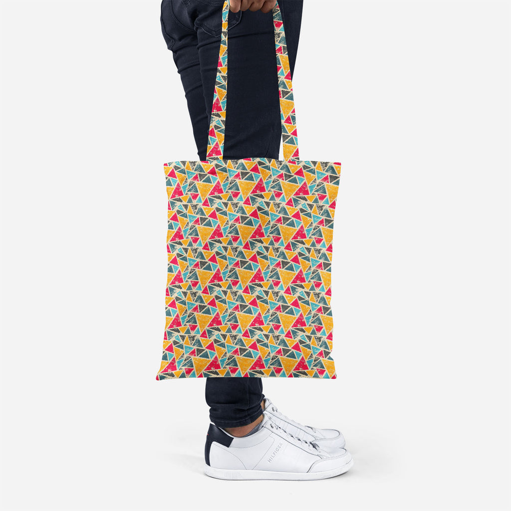 ArtzFolio Grunge Triangle Tote Bag Shoulder Purse | Multipurpose-Tote Bags Basic-AZ5007428TOT_RF-IC 5007428 IC 5007428, Abstract Expressionism, Abstracts, Ancient, Art and Paintings, Culture, Digital, Digital Art, Ethnic, Geometric, Geometric Abstraction, Graffiti, Graphic, Historical, Illustrations, Medieval, Modern Art, Patterns, Retro, Semi Abstract, Signs, Signs and Symbols, Traditional, Triangles, Tribal, Urban, Vintage, World Culture, grunge, triangle, tote, bag, shoulder, purse, multipurpose, pattern