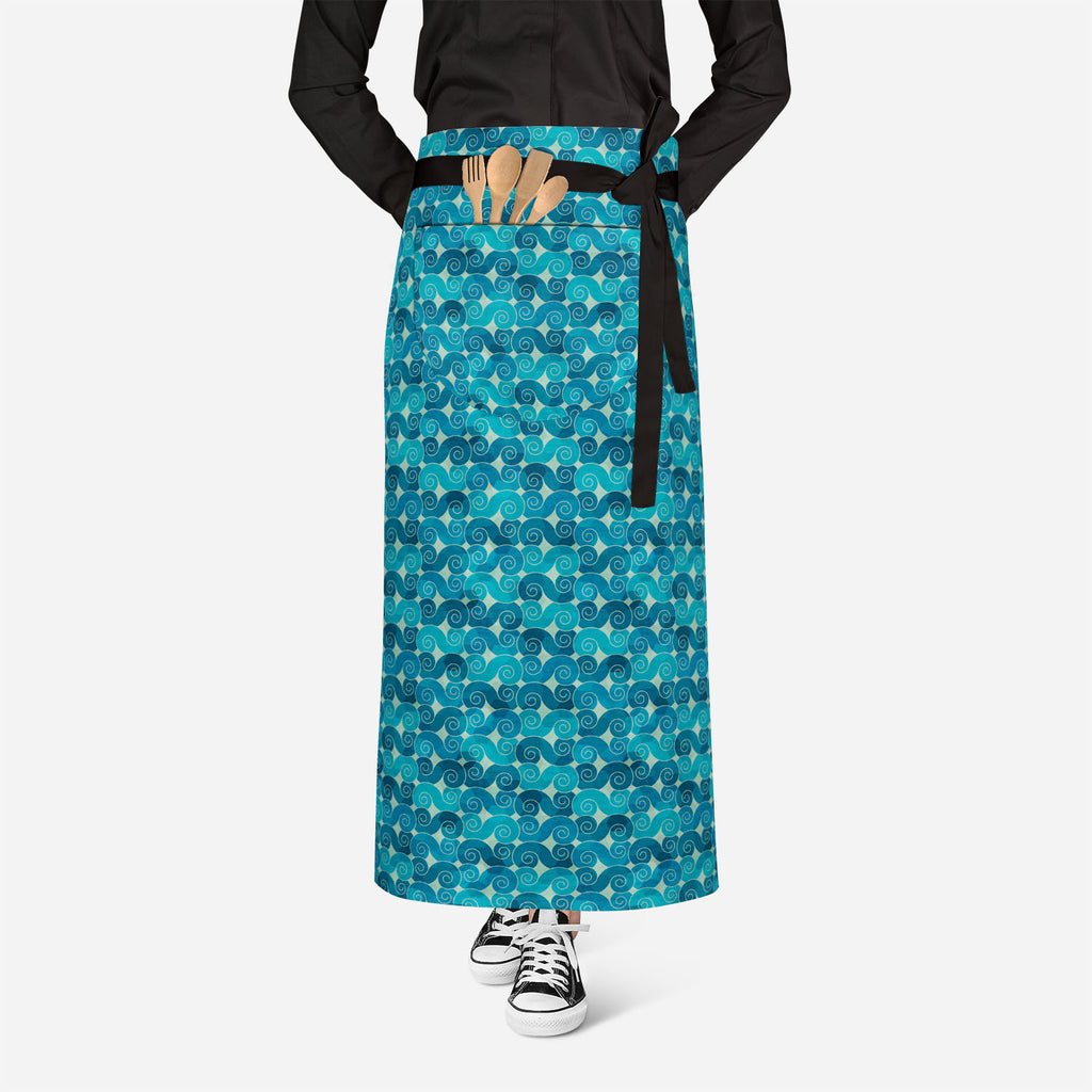 Spiral Waves Apron | Adjustable, Free Size & Waist Tiebacks-Aprons Waist to Knee-APR_WS_FT-IC 5007431 IC 5007431, Abstract Expressionism, Abstracts, Ancient, Art and Paintings, Black and White, Botanical, Circle, Culture, Decorative, Digital, Digital Art, Ethnic, Fashion, Floral, Flowers, Graphic, Historical, Illustrations, Japanese, Medieval, Nature, Patterns, Retro, Scenic, Semi Abstract, Signs, Signs and Symbols, Symbols, Traditional, Tribal, Vintage, White, World Culture, spiral, waves, apron, adjustabl