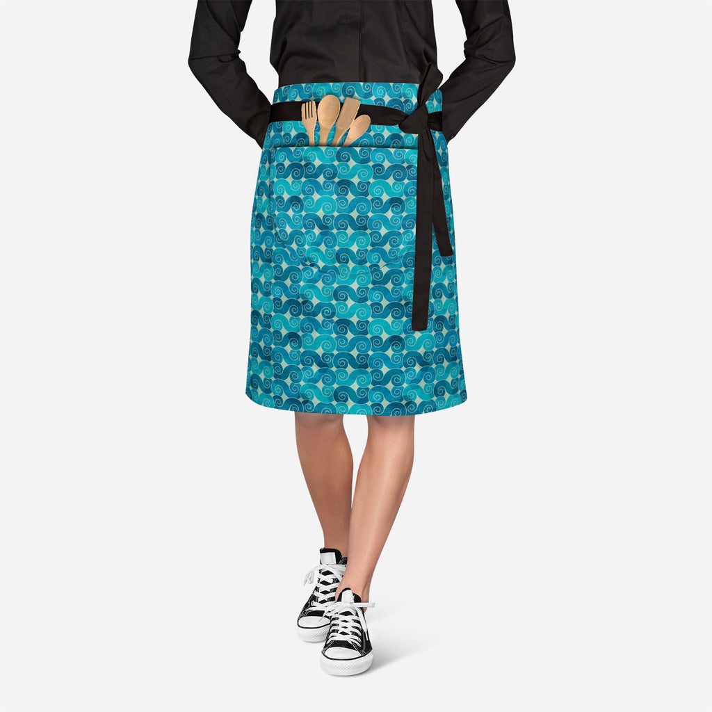 Spiral Waves Apron | Adjustable, Free Size & Waist Tiebacks-Apron Waist to Feet-APR_WS_KN-IC 5007431 IC 5007431, Abstract Expressionism, Abstracts, Ancient, Art and Paintings, Black and White, Botanical, Circle, Culture, Decorative, Digital, Digital Art, Ethnic, Fashion, Floral, Flowers, Graphic, Historical, Illustrations, Japanese, Medieval, Nature, Patterns, Retro, Scenic, Semi Abstract, Signs, Signs and Symbols, Symbols, Traditional, Tribal, Vintage, White, World Culture, spiral, waves, apron, adjustable