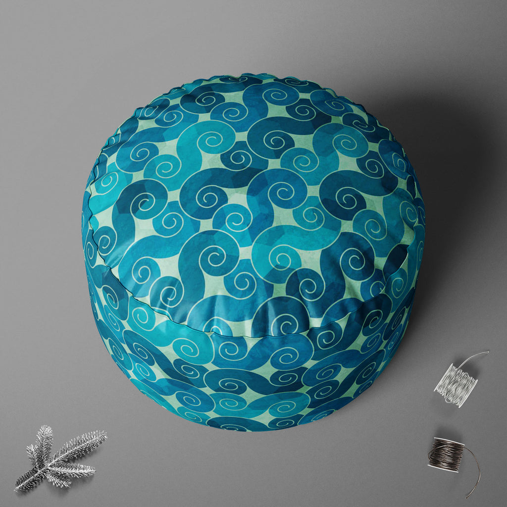 Spiral Waves Footstool Footrest Puffy Pouffe Ottoman Bean Bag | Canvas Fabric-Footstools-FST_CB_BN-IC 5007431 IC 5007431, Abstract Expressionism, Abstracts, Ancient, Art and Paintings, Black and White, Botanical, Circle, Culture, Decorative, Digital, Digital Art, Ethnic, Fashion, Floral, Flowers, Graphic, Historical, Illustrations, Japanese, Medieval, Nature, Patterns, Retro, Scenic, Semi Abstract, Signs, Signs and Symbols, Symbols, Traditional, Tribal, Vintage, White, World Culture, spiral, waves, footstoo