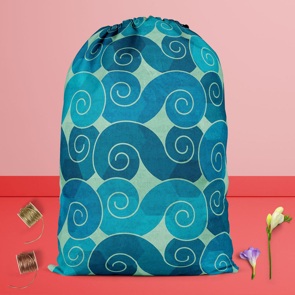 Spiral Waves Reusable Sack Bag | Bag for Gym, Storage, Vegetable & Travel-Drawstring Sack Bags-SCK_FB_DS-IC 5007431 IC 5007431, Abstract Expressionism, Abstracts, Ancient, Art and Paintings, Black and White, Botanical, Circle, Culture, Decorative, Digital, Digital Art, Ethnic, Fashion, Floral, Flowers, Graphic, Historical, Illustrations, Japanese, Medieval, Nature, Patterns, Retro, Scenic, Semi Abstract, Signs, Signs and Symbols, Symbols, Traditional, Tribal, Vintage, White, World Culture, spiral, waves, re