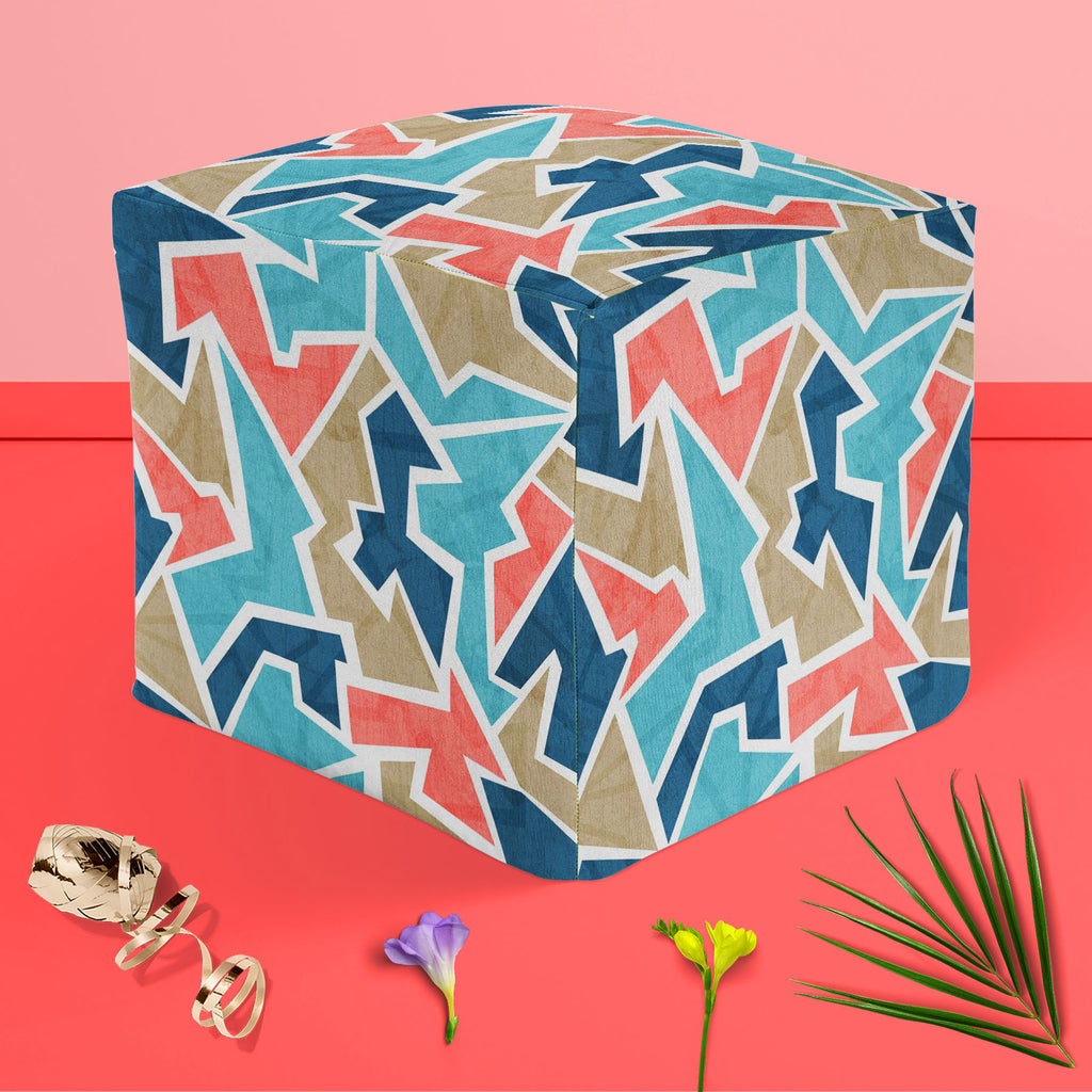 Vintage Triangle D2 Footstool Footrest Puffy Pouffe Ottoman Bean Bag | Canvas Fabric-Footstools-FST_CB_BN-IC 5007433 IC 5007433, Abstract Expressionism, Abstracts, Ancient, Art and Paintings, Black, Black and White, Circle, Decorative, Digital, Digital Art, Fashion, Geometric, Geometric Abstraction, Graphic, Historical, Illustrations, Marble and Stone, Medieval, Modern Art, Patterns, Retro, Semi Abstract, Signs, Signs and Symbols, Triangles, Urban, Vintage, White, Wooden, triangle, d2, footstool, footrest, 