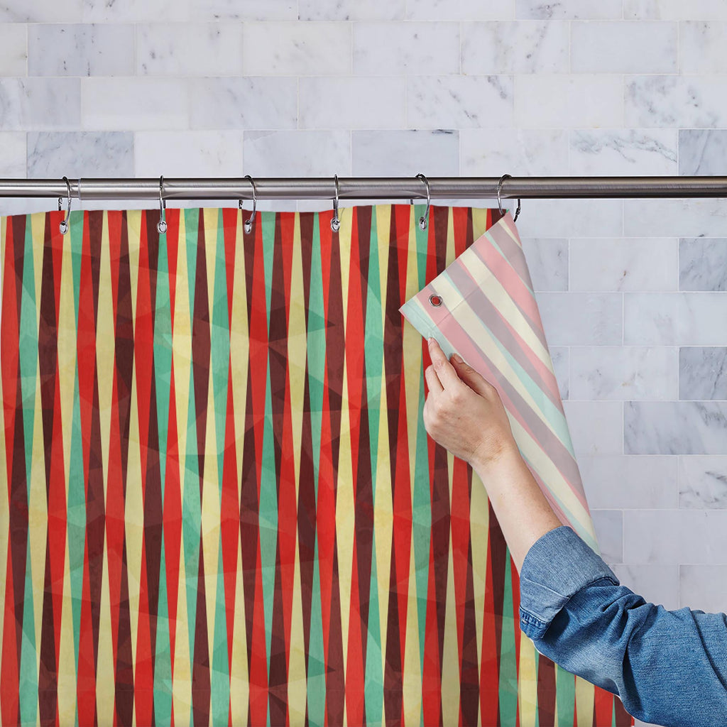 Vintage Rhombus Washable Waterproof Shower Curtain-Shower Curtains-CUR_SH-IC 5007434 IC 5007434, Abstract Expressionism, Abstracts, African, Ancient, Art and Paintings, Culture, Decorative, Diamond, Digital, Digital Art, Ethnic, Fashion, Geometric, Geometric Abstraction, Graphic, Hipster, Historical, Illustrations, Medieval, Modern Art, Patterns, Retro, Semi Abstract, Signs, Signs and Symbols, Traditional, Triangles, Tribal, Vintage, World Culture, rhombus, washable, waterproof, shower, curtain, pattern, ci