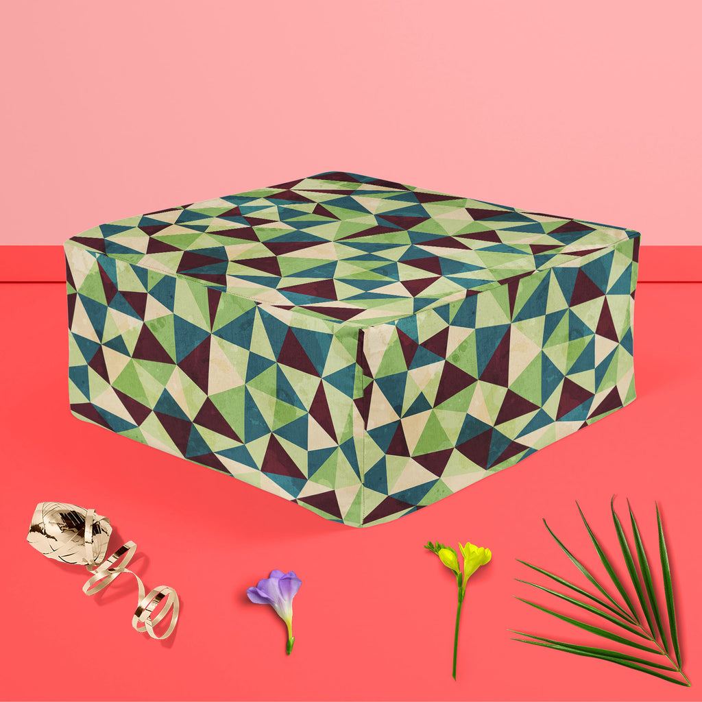 Grunge Triangle D4 Footstool Footrest Puffy Pouffe Ottoman Bean Bag | Canvas Fabric-Footstools-FST_CB_BN-IC 5007437 IC 5007437, Abstract Expressionism, Abstracts, Ancient, Art and Paintings, Culture, Diamond, Digital, Digital Art, Ethnic, Geometric, Geometric Abstraction, Graphic, Grid Art, Historical, Illustrations, Medieval, Patterns, Retro, Semi Abstract, Signs, Signs and Symbols, Traditional, Triangles, Tribal, Vintage, World Culture, grunge, triangle, d4, footstool, footrest, puffy, pouffe, ottoman, be