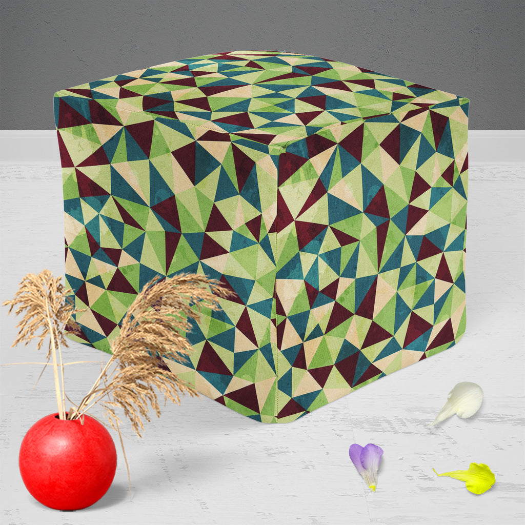 Grunge Triangle D4 Footstool Footrest Puffy Pouffe Ottoman Bean Bag | Canvas Fabric-Footstools-FST_CB_BN-IC 5007437 IC 5007437, Abstract Expressionism, Abstracts, Ancient, Art and Paintings, Culture, Diamond, Digital, Digital Art, Ethnic, Geometric, Geometric Abstraction, Graphic, Grid Art, Historical, Illustrations, Medieval, Patterns, Retro, Semi Abstract, Signs, Signs and Symbols, Traditional, Triangles, Tribal, Vintage, World Culture, grunge, triangle, d4, footstool, footrest, puffy, pouffe, ottoman, be