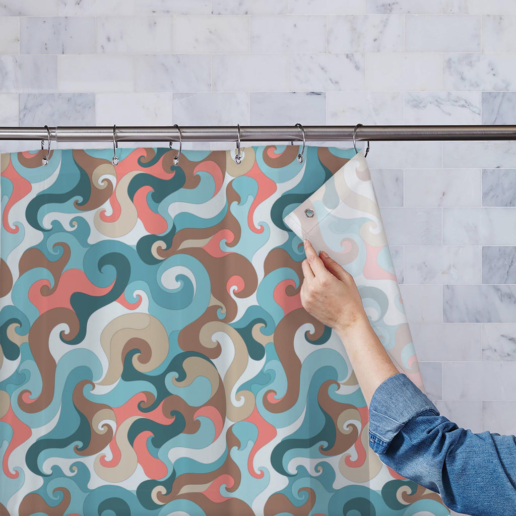Waves Washable Waterproof Shower Curtain-Shower Curtains-CUR_SH-IC 5007438 IC 5007438, Abstract Expressionism, Abstracts, Art and Paintings, Decorative, Digital, Digital Art, Drawing, Geometric Abstraction, Graphic, Illustrations, Modern Art, Patterns, Semi Abstract, Signs, Signs and Symbols, Stripes, waves, washable, waterproof, shower, curtain, abstract, abstraction, anchor, aqua, art, backdrop, background, banner, beautiful, beauty, blue, bright, card, color, concept, cover, creative, curl, curve, decor,