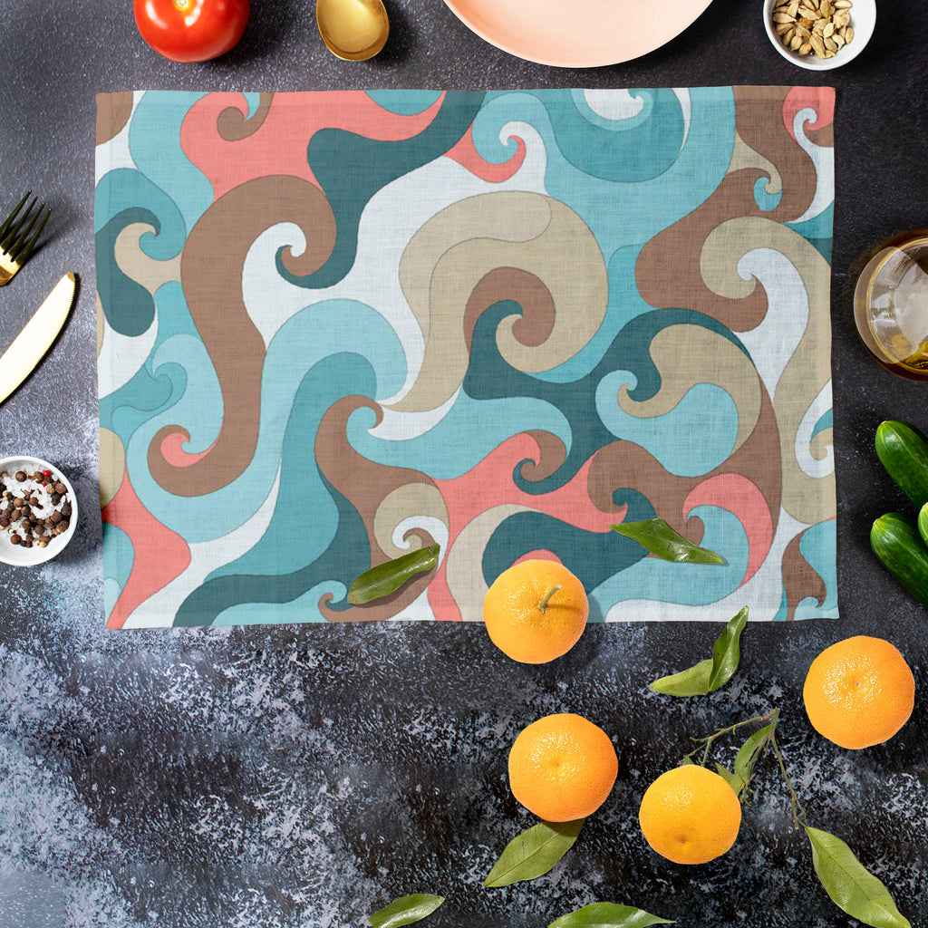 Waves Table Mat Placemat-Table Place Mats Fabric-MAT_TB-IC 5007438 IC 5007438, Abstract Expressionism, Abstracts, Art and Paintings, Decorative, Digital, Digital Art, Drawing, Geometric Abstraction, Graphic, Illustrations, Modern Art, Patterns, Semi Abstract, Signs, Signs and Symbols, Stripes, waves, table, mat, placemat, abstract, abstraction, anchor, aqua, art, backdrop, background, banner, beautiful, beauty, blue, bright, card, color, concept, cover, creative, curl, curve, decor, decoration, design, effe