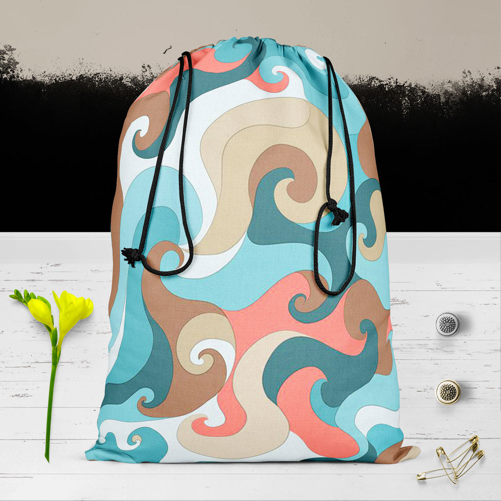 Waves Reusable Sack Bag | Bag for Gym, Storage, Vegetable & Travel-Drawstring Sack Bags-SCK_FB_DS-IC 5007438 IC 5007438, Abstract Expressionism, Abstracts, Art and Paintings, Decorative, Digital, Digital Art, Drawing, Geometric Abstraction, Graphic, Illustrations, Modern Art, Patterns, Semi Abstract, Signs, Signs and Symbols, Stripes, waves, reusable, sack, bag, for, gym, storage, vegetable, travel, abstract, abstraction, anchor, aqua, art, backdrop, background, banner, beautiful, beauty, blue, bright, card