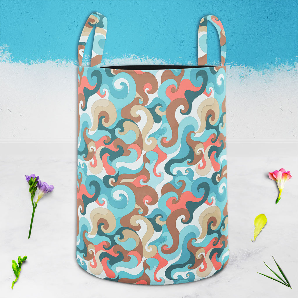 Waves Foldable Open Storage Bin | Organizer Box, Toy Basket, Shelf Box, Laundry Bag | Canvas Fabric-Storage Bins-STR_BI_CB-IC 5007438 IC 5007438, Abstract Expressionism, Abstracts, Art and Paintings, Decorative, Digital, Digital Art, Drawing, Geometric Abstraction, Graphic, Illustrations, Modern Art, Patterns, Semi Abstract, Signs, Signs and Symbols, Stripes, waves, foldable, open, storage, bin, organizer, box, toy, basket, shelf, laundry, bag, canvas, fabric, abstract, abstraction, anchor, aqua, art, backd