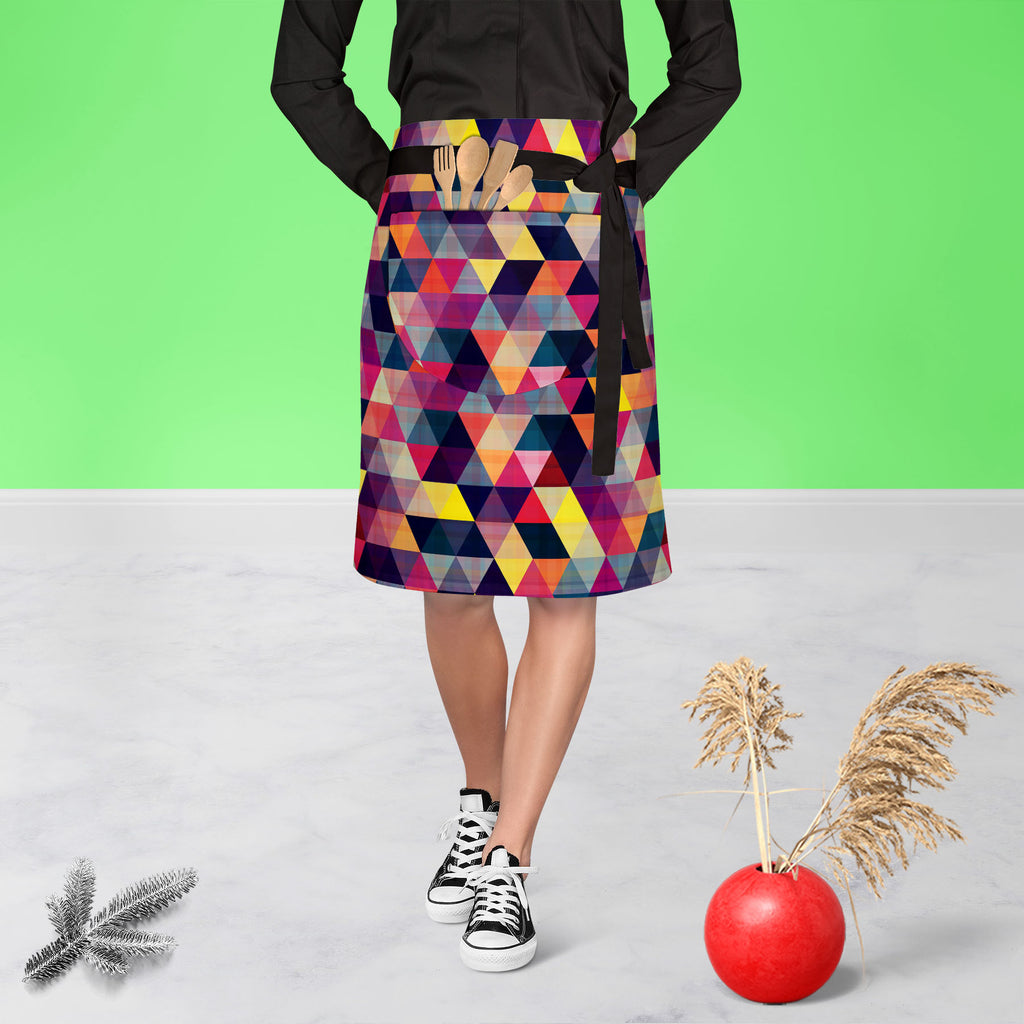 Triangled D1 Apron | Adjustable, Free Size & Waist Tiebacks-Apron Waist to Knee-APR_WS_KN-IC 5007439 IC 5007439, Abstract Expressionism, Abstracts, Ancient, Black, Black and White, Decorative, Diamond, Fantasy, Fashion, Geometric, Geometric Abstraction, Grid Art, Historical, Medieval, Modern Art, Patterns, Pop Art, Retro, Semi Abstract, Signs, Signs and Symbols, Triangles, Vintage, triangled, d1, apron, adjustable, free, size, waist, tiebacks, pattern, texture, abstract, seamless, triangle, background, geom
