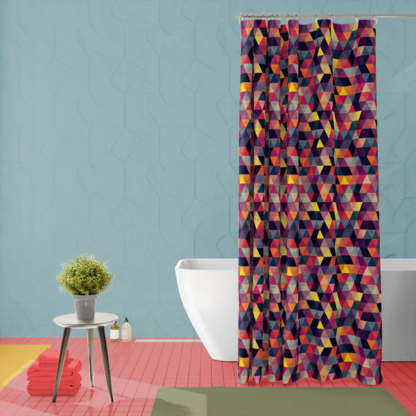 Triangled D1 Washable Waterproof Shower Curtain-Shower Curtains-CUR_SH-IC 5007439 IC 5007439, Abstract Expressionism, Abstracts, Ancient, Black, Black and White, Decorative, Diamond, Fantasy, Fashion, Geometric, Geometric Abstraction, Grid Art, Historical, Medieval, Modern Art, Patterns, Pop Art, Retro, Semi Abstract, Signs, Signs and Symbols, Triangles, Vintage, triangled, d1, washable, waterproof, polyester, shower, curtain, eyelets, pattern, texture, abstract, seamless, triangle, background, geometry, gr