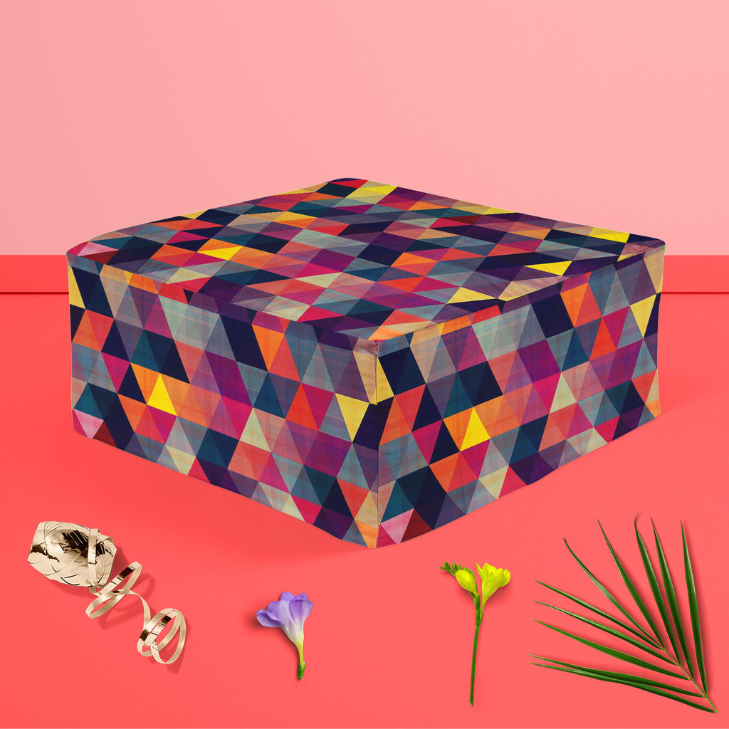 Triangled D1 Footstool Footrest Puffy Pouffe Ottoman Bean Bag | Canvas Fabric-Footstools-FST_CB_BN-IC 5007439 IC 5007439, Abstract Expressionism, Abstracts, Ancient, Black, Black and White, Decorative, Diamond, Fantasy, Fashion, Geometric, Geometric Abstraction, Grid Art, Historical, Medieval, Modern Art, Patterns, Pop Art, Retro, Semi Abstract, Signs, Signs and Symbols, Triangles, Vintage, triangled, d1, footstool, footrest, puffy, pouffe, ottoman, bean, bag, canvas, fabric, pattern, texture, abstract, sea