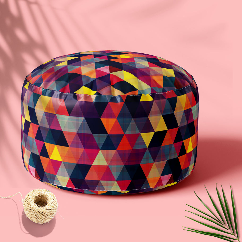 Triangled D1 Footstool Footrest Puffy Pouffe Ottoman Bean Bag | Canvas Fabric-Footstools-FST_CB_BN-IC 5007439 IC 5007439, Abstract Expressionism, Abstracts, Ancient, Black, Black and White, Decorative, Diamond, Fantasy, Fashion, Geometric, Geometric Abstraction, Grid Art, Historical, Medieval, Modern Art, Patterns, Pop Art, Retro, Semi Abstract, Signs, Signs and Symbols, Triangles, Vintage, triangled, d1, footstool, footrest, puffy, pouffe, ottoman, bean, bag, canvas, fabric, pattern, texture, abstract, sea