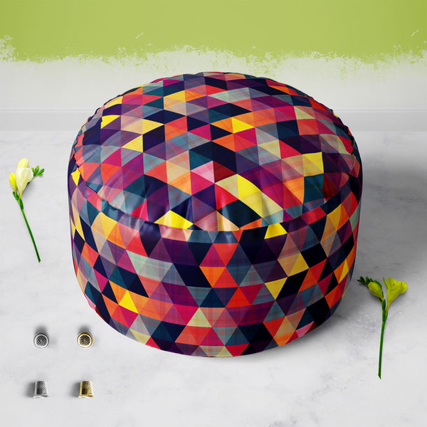 Triangled D1 Footstool Footrest Puffy Pouffe Ottoman Bean Bag | Canvas Fabric-Footstools-FST_CB_BN-IC 5007439 IC 5007439, Abstract Expressionism, Abstracts, Ancient, Black, Black and White, Decorative, Diamond, Fantasy, Fashion, Geometric, Geometric Abstraction, Grid Art, Historical, Medieval, Modern Art, Patterns, Pop Art, Retro, Semi Abstract, Signs, Signs and Symbols, Triangles, Vintage, triangled, d1, footstool, footrest, puffy, pouffe, ottoman, bean, bag, floor, cushion, pillow, canvas, fabric, pattern