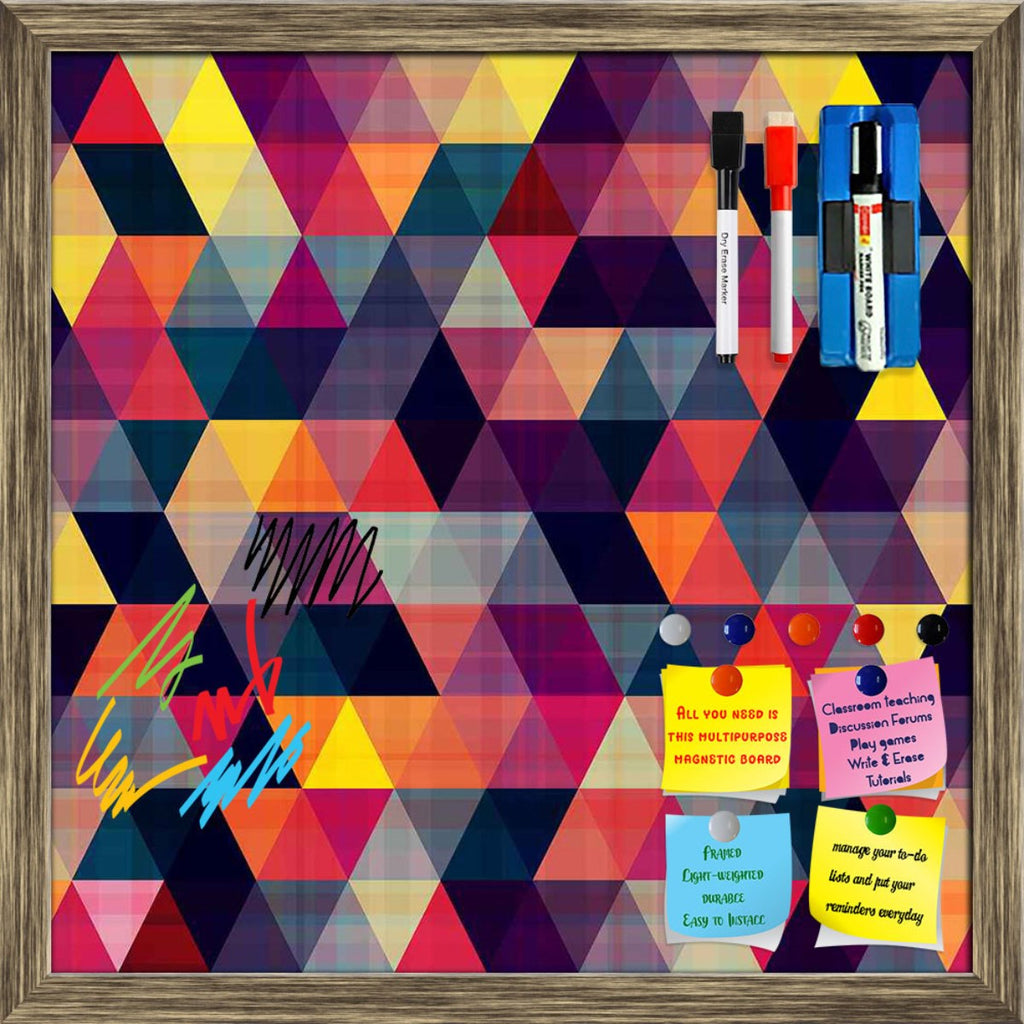 Triangled Framed Magnetic Dry Erase Board | Combo with Magnet Buttons & Markers-Magnetic Boards Framed-MGB_FR-IC 5007439 IC 5007439, Abstract Expressionism, Abstracts, Ancient, Black, Black and White, Decorative, Diamond, Fantasy, Fashion, Geometric, Geometric Abstraction, Grid Art, Historical, Medieval, Modern Art, Patterns, Pop Art, Retro, Semi Abstract, Signs, Signs and Symbols, Triangles, Vintage, triangled, framed, magnetic, dry, erase, board, printed, whiteboard, with, 4, magnets, 2, markers, 1, duste