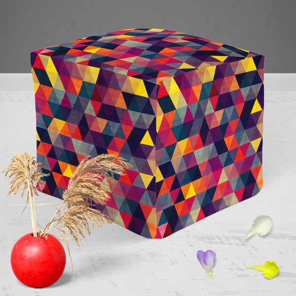 Triangled D1 Footstool Footrest Puffy Pouffe Ottoman Bean Bag | Canvas Fabric-Footstools-FST_CB_BN-IC 5007439 IC 5007439, Abstract Expressionism, Abstracts, Ancient, Black, Black and White, Decorative, Diamond, Fantasy, Fashion, Geometric, Geometric Abstraction, Grid Art, Historical, Medieval, Modern Art, Patterns, Pop Art, Retro, Semi Abstract, Signs, Signs and Symbols, Triangles, Vintage, triangled, d1, puffy, pouffe, ottoman, footstool, footrest, bean, bag, canvas, fabric, pattern, texture, abstract, sea