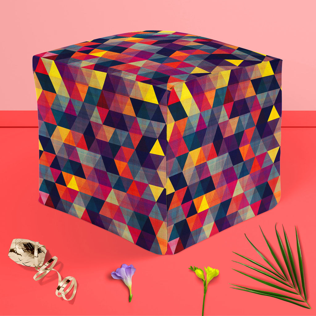 Triangled D1 Footstool Footrest Puffy Pouffe Ottoman Bean Bag | Canvas Fabric-Footstools-FST_CB_BN-IC 5007439 IC 5007439, Abstract Expressionism, Abstracts, Ancient, Black, Black and White, Decorative, Diamond, Fantasy, Fashion, Geometric, Geometric Abstraction, Grid Art, Historical, Medieval, Modern Art, Patterns, Pop Art, Retro, Semi Abstract, Signs, Signs and Symbols, Triangles, Vintage, triangled, d1, footstool, footrest, puffy, pouffe, ottoman, bean, bag, canvas, fabric, pattern, texture, abstract, sea