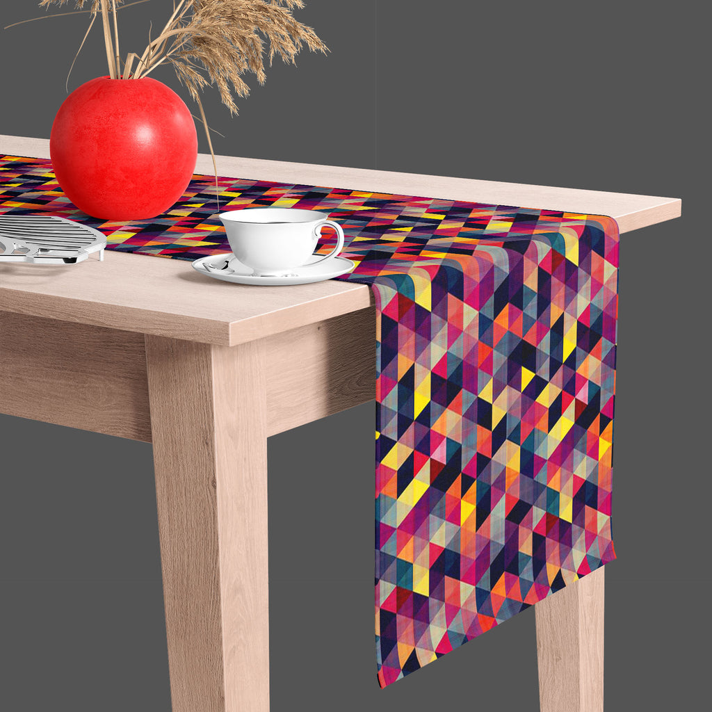 Triangled D1 Table Runner-Table Runners-RUN_TB-IC 5007439 IC 5007439, Abstract Expressionism, Abstracts, Ancient, Black, Black and White, Decorative, Diamond, Fantasy, Fashion, Geometric, Geometric Abstraction, Grid Art, Historical, Medieval, Modern Art, Patterns, Pop Art, Retro, Semi Abstract, Signs, Signs and Symbols, Triangles, Vintage, triangled, d1, table, runner, pattern, texture, abstract, seamless, triangle, background, geometry, grid, patchwork, mosaic, wallpaper, muster, shape, modern, red, angle,