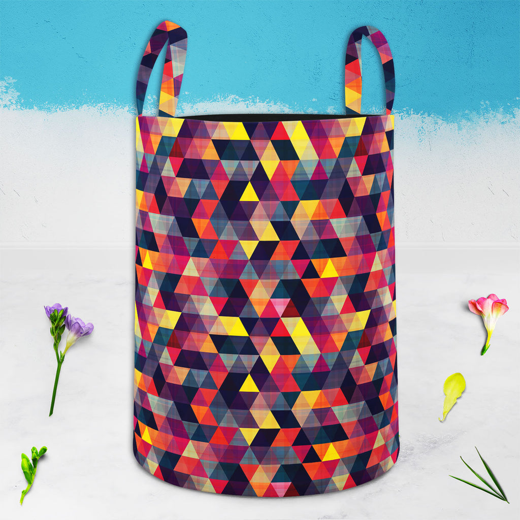 Triangled D1 Foldable Open Storage Bin | Organizer Box, Toy Basket, Shelf Box, Laundry Bag | Canvas Fabric-Storage Bins-STR_BI_CB-IC 5007439 IC 5007439, Abstract Expressionism, Abstracts, Ancient, Black, Black and White, Decorative, Diamond, Fantasy, Fashion, Geometric, Geometric Abstraction, Grid Art, Historical, Medieval, Modern Art, Patterns, Pop Art, Retro, Semi Abstract, Signs, Signs and Symbols, Triangles, Vintage, triangled, d1, foldable, open, storage, bin, organizer, box, toy, basket, shelf, laundr
