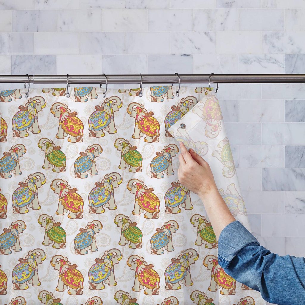 Indian Elephant Washable Waterproof Shower Curtain-Shower Curtains-CUR_SH-IC 5007441 IC 5007441, Abstract Expressionism, Abstracts, African, Ancient, Animals, Animated Cartoons, Art and Paintings, Asian, Baby, Caricature, Cartoons, Children, Decorative, Digital, Digital Art, Festivals, Festivals and Occasions, Festive, Geometric, Geometric Abstraction, Graphic, Historical, Illustrations, Indian, Kids, Medieval, Modern Art, Nature, Patterns, Pets, Retro, Scenic, Semi Abstract, Signs, Signs and Symbols, Vinta