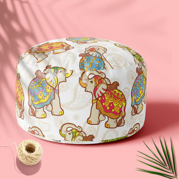 Indian Elephant D1 Footstool Footrest Puffy Pouffe Ottoman Bean Bag | Canvas Fabric-Footstools-FST_CB_BN-IC 5007441 IC 5007441, Abstract Expressionism, Abstracts, African, Ancient, Animals, Animated Cartoons, Art and Paintings, Asian, Baby, Caricature, Cartoons, Children, Decorative, Digital, Digital Art, Festivals, Festivals and Occasions, Festive, Geometric, Geometric Abstraction, Graphic, Historical, Illustrations, Indian, Kids, Medieval, Modern Art, Nature, Patterns, Pets, Retro, Scenic, Semi Abstract, 
