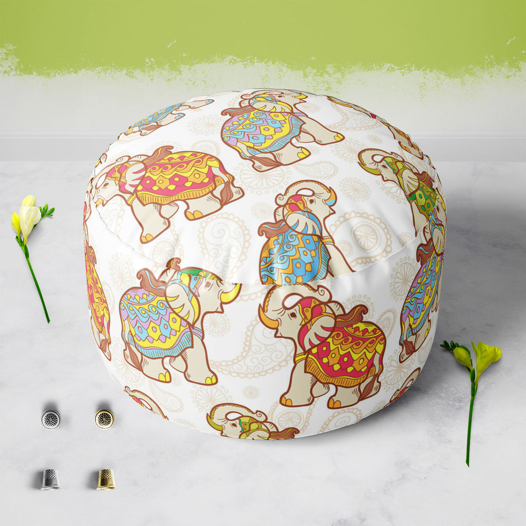 Indian Elephant D1 Footstool Footrest Puffy Pouffe Ottoman Bean Bag | Canvas Fabric-Footstools-FST_CB_BN-IC 5007441 IC 5007441, Abstract Expressionism, Abstracts, African, Ancient, Animals, Animated Cartoons, Art and Paintings, Asian, Baby, Caricature, Cartoons, Children, Decorative, Digital, Digital Art, Festivals, Festivals and Occasions, Festive, Geometric, Geometric Abstraction, Graphic, Historical, Illustrations, Indian, Kids, Medieval, Modern Art, Nature, Patterns, Pets, Retro, Scenic, Semi Abstract, 