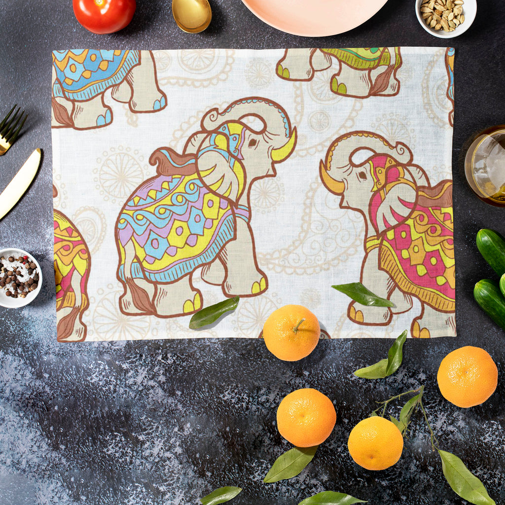 Indian Elephant D1 Table Mat Placemat-Table Place Mats Fabric-MAT_TB-IC 5007441 IC 5007441, Abstract Expressionism, Abstracts, African, Ancient, Animals, Animated Cartoons, Art and Paintings, Asian, Baby, Caricature, Cartoons, Children, Decorative, Digital, Digital Art, Festivals, Festivals and Occasions, Festive, Geometric, Geometric Abstraction, Graphic, Historical, Illustrations, Indian, Kids, Medieval, Modern Art, Nature, Patterns, Pets, Retro, Scenic, Semi Abstract, Signs, Signs and Symbols, Vintage, e
