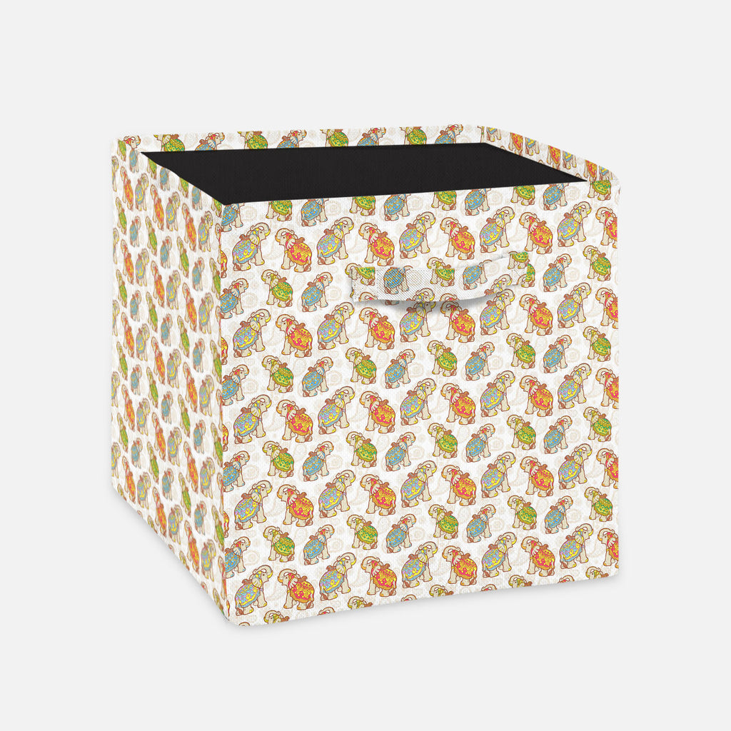 Indian Elephant Foldable Open Storage Bin | Organizer Box, Toy Basket, Shelf Box, Laundry Bag | Canvas Fabric-Storage Bins-STR_BI_CB-IC 5007441 IC 5007441, Abstract Expressionism, Abstracts, African, Ancient, Animals, Animated Cartoons, Art and Paintings, Asian, Baby, Caricature, Cartoons, Children, Decorative, Digital, Digital Art, Festivals, Festivals and Occasions, Festive, Geometric, Geometric Abstraction, Graphic, Historical, Illustrations, Indian, Kids, Medieval, Modern Art, Nature, Patterns, Pets, Re