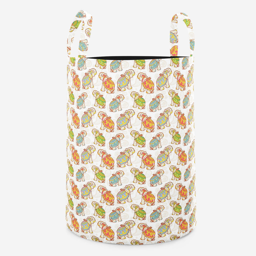 Indian Elephant Foldable Open Storage Bin | Organizer Box, Toy Basket, Shelf Box, Laundry Bag | Canvas Fabric-Storage Bins-STR_BI_RD-IC 5007441 IC 5007441, Abstract Expressionism, Abstracts, African, Ancient, Animals, Animated Cartoons, Art and Paintings, Asian, Baby, Caricature, Cartoons, Children, Decorative, Digital, Digital Art, Festivals, Festivals and Occasions, Festive, Geometric, Geometric Abstraction, Graphic, Historical, Illustrations, Indian, Kids, Medieval, Modern Art, Nature, Patterns, Pets, Re