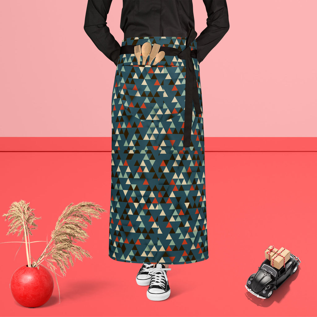 Dark Triangles D1 Apron | Adjustable, Free Size & Waist Tiebacks-Aprons Waist to Feet-APR_WS_FT-IC 5007442 IC 5007442, 3D, Abstract Expressionism, Abstracts, Ancient, Art and Paintings, Diamond, Digital, Digital Art, Geometric, Geometric Abstraction, Graphic, Historical, Illustrations, Medieval, Modern Art, Patterns, Pop Art, Retro, Semi Abstract, Signs, Signs and Symbols, Triangles, Vintage, dark, d1, apron, adjustable, free, size, waist, tiebacks, abstract, art, artistic, backdrop, background, beige, blue