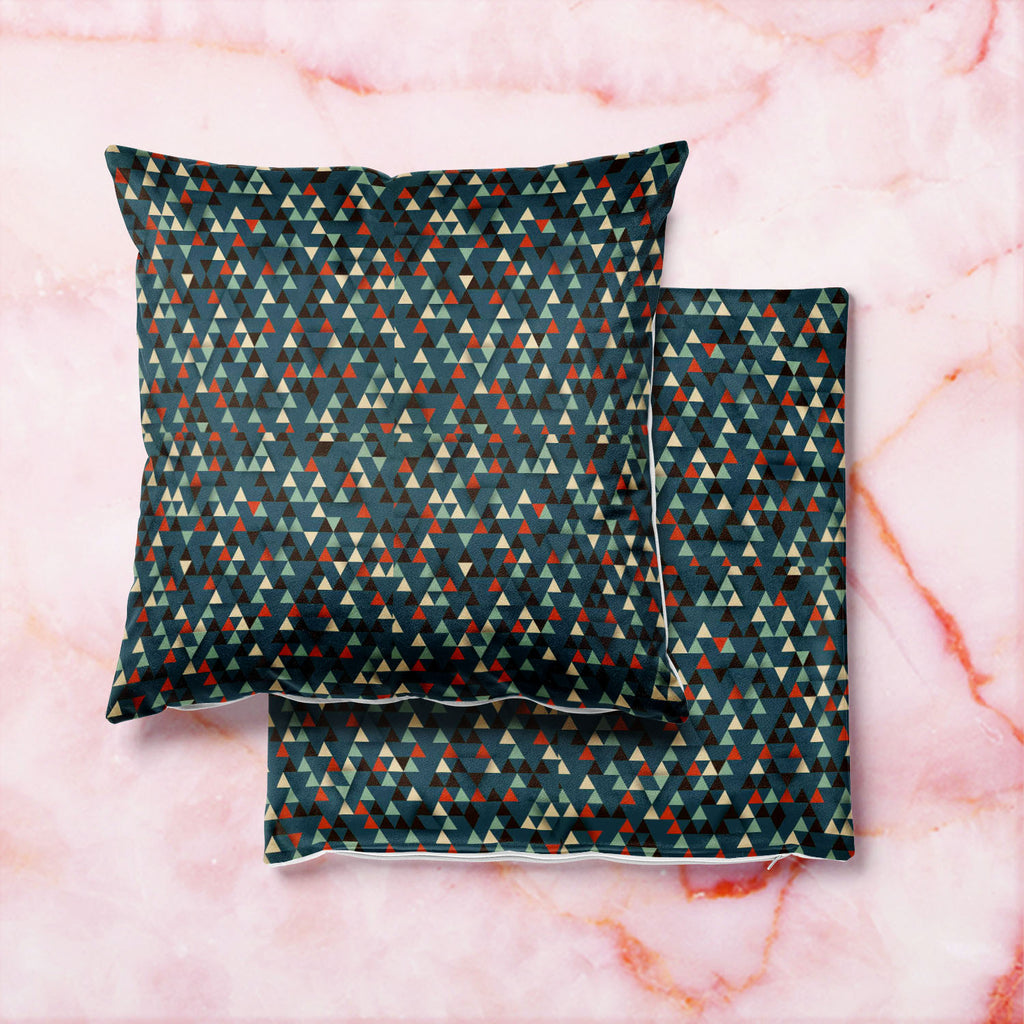 Dark Triangles D1 Cushion Cover Throw Pillow-Cushion Covers-CUS_CV-IC 5007442 IC 5007442, 3D, Abstract Expressionism, Abstracts, Ancient, Art and Paintings, Diamond, Digital, Digital Art, Geometric, Geometric Abstraction, Graphic, Historical, Illustrations, Medieval, Modern Art, Patterns, Pop Art, Retro, Semi Abstract, Signs, Signs and Symbols, Triangles, Vintage, dark, d1, cushion, cover, throw, pillow, abstract, art, artistic, backdrop, background, beige, blue, color, colorful, concept, creative, decor, d