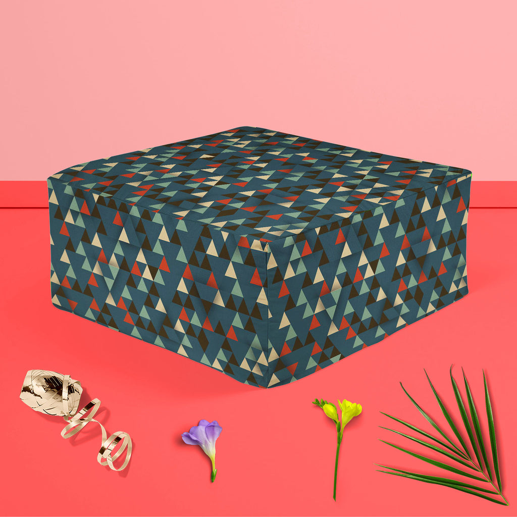 Dark Triangles D1 Footstool Footrest Puffy Pouffe Ottoman Bean Bag | Canvas Fabric-Footstools-FST_CB_BN-IC 5007442 IC 5007442, 3D, Abstract Expressionism, Abstracts, Ancient, Art and Paintings, Diamond, Digital, Digital Art, Geometric, Geometric Abstraction, Graphic, Historical, Illustrations, Medieval, Modern Art, Patterns, Pop Art, Retro, Semi Abstract, Signs, Signs and Symbols, Triangles, Vintage, dark, d1, footstool, footrest, puffy, pouffe, ottoman, bean, bag, canvas, fabric, abstract, art, artistic, b