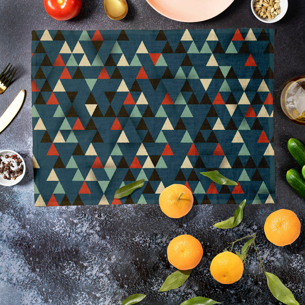 Dark Triangles D1 Table Mat Placemat-Table Place Mats Fabric-MAT_TB-IC 5007442 IC 5007442, 3D, Abstract Expressionism, Abstracts, Ancient, Art and Paintings, Diamond, Digital, Digital Art, Geometric, Geometric Abstraction, Graphic, Historical, Illustrations, Medieval, Modern Art, Patterns, Pop Art, Retro, Semi Abstract, Signs, Signs and Symbols, Triangles, Vintage, dark, d1, table, mat, placemat, abstract, art, artistic, backdrop, background, beige, blue, color, colorful, concept, creative, decor, decoratio