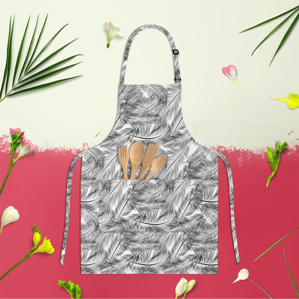 Feathers Apron | Adjustable, Free Size & Waist Tiebacks-Aprons Neck to Knee-APR_NK_KN-IC 5007443 IC 5007443, Abstract Expressionism, Abstracts, Ancient, Animals, Art and Paintings, Birds, Black, Black and White, Decorative, Digital, Digital Art, Drawing, Fashion, Geometric, Geometric Abstraction, Graphic, Historical, Illustrations, Medieval, Modern Art, Nature, Patterns, Retro, Scenic, Semi Abstract, Signs, Signs and Symbols, Vintage, White, feathers, apron, adjustable, free, size, waist, tiebacks, abstract