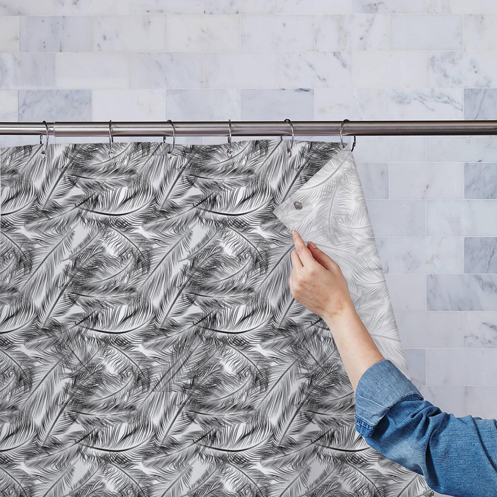 Feathers Washable Waterproof Shower Curtain-Shower Curtains-CUR_SH-IC 5007443 IC 5007443, Abstract Expressionism, Abstracts, Ancient, Animals, Art and Paintings, Birds, Black, Black and White, Decorative, Digital, Digital Art, Drawing, Fashion, Geometric, Geometric Abstraction, Graphic, Historical, Illustrations, Medieval, Modern Art, Nature, Patterns, Retro, Scenic, Semi Abstract, Signs, Signs and Symbols, Vintage, White, feathers, washable, waterproof, shower, curtain, abstract, air, animal, art, artistic