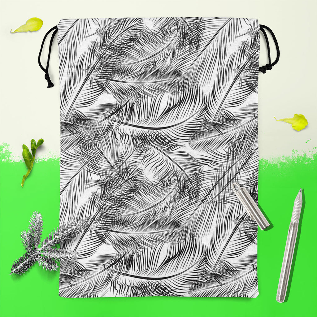 Feathers Reusable Sack Bag | Bag for Gym, Storage, Vegetable & Travel-Drawstring Sack Bags-SCK_FB_DS-IC 5007443 IC 5007443, Abstract Expressionism, Abstracts, Ancient, Animals, Art and Paintings, Birds, Black, Black and White, Decorative, Digital, Digital Art, Drawing, Fashion, Geometric, Geometric Abstraction, Graphic, Historical, Illustrations, Medieval, Modern Art, Nature, Patterns, Retro, Scenic, Semi Abstract, Signs, Signs and Symbols, Vintage, White, feathers, reusable, sack, bag, for, gym, storage, v