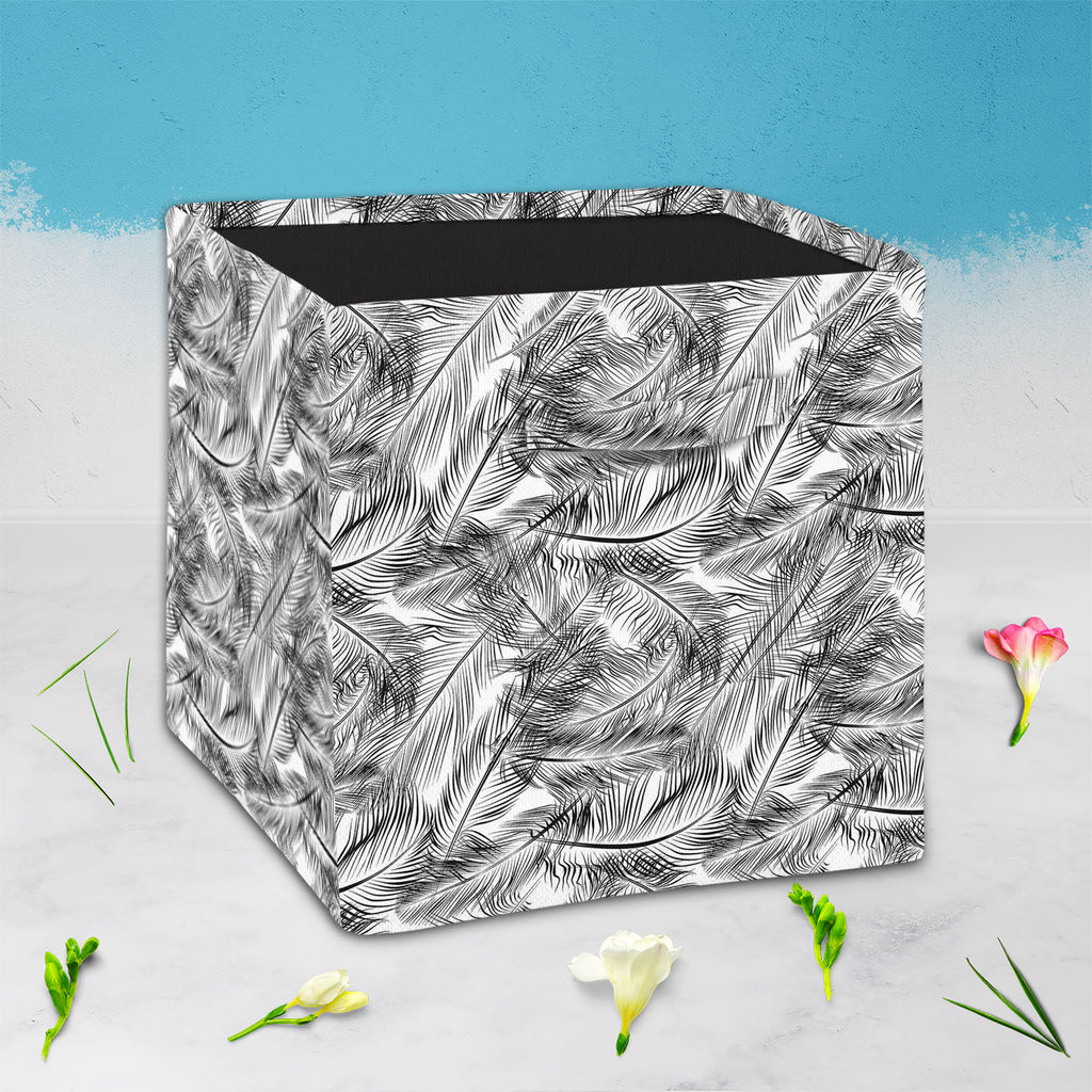 Feathers Foldable Open Storage Bin | Organizer Box, Toy Basket, Shelf Box, Laundry Bag | Canvas Fabric-Storage Bins-STR_BI_CB-IC 5007443 IC 5007443, Abstract Expressionism, Abstracts, Ancient, Animals, Art and Paintings, Birds, Black, Black and White, Decorative, Digital, Digital Art, Drawing, Fashion, Geometric, Geometric Abstraction, Graphic, Historical, Illustrations, Medieval, Modern Art, Nature, Patterns, Retro, Scenic, Semi Abstract, Signs, Signs and Symbols, Vintage, White, feathers, foldable, open, 