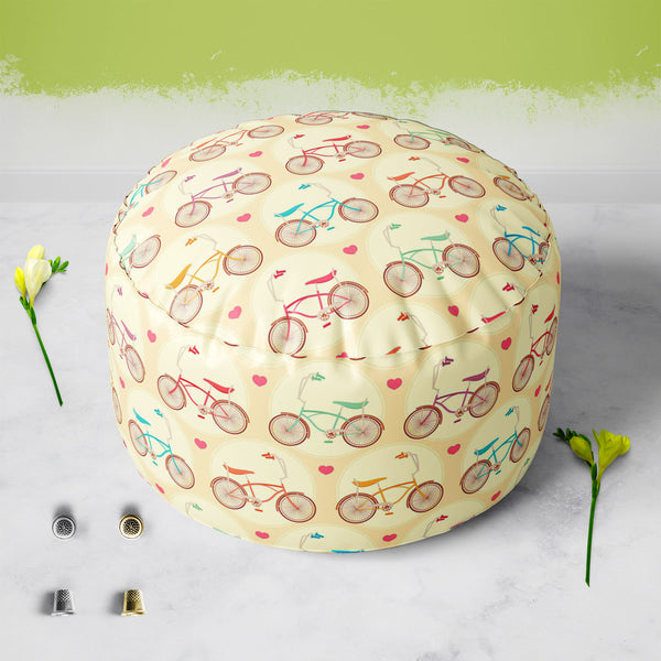 Bicycles & Pink Hearts Footstool Footrest Puffy Pouffe Ottoman Bean Bag | Canvas Fabric-Footstools-FST_CB_BN-IC 5007446 IC 5007446, Abstract Expressionism, Abstracts, Ancient, Art and Paintings, Automobiles, Bikes, Hearts, Historical, Hobbies, Illustrations, Love, Medieval, Patterns, Retro, Romance, Semi Abstract, Signs, Signs and Symbols, Sports, Transportation, Travel, Vehicles, Vintage, bicycles, pink, footstool, footrest, puffy, pouffe, ottoman, bean, bag, floor, cushion, pillow, canvas, fabric, abstrac